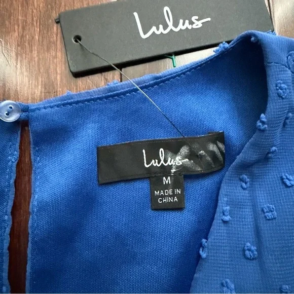 Lulus Women’s NWT Romper Size M Blue Dots Brunch Boho Chic Whimsical Lace - Picture 4 of 7